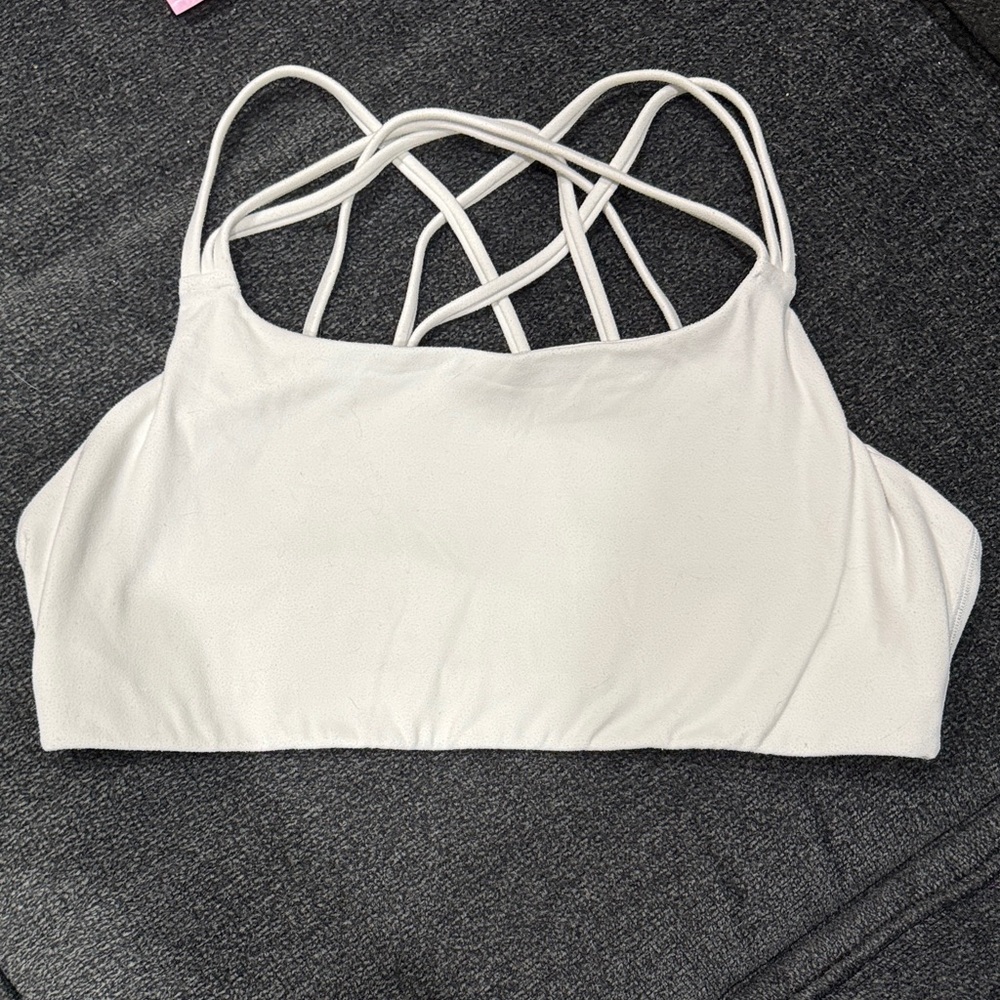 Athleta White Crisscross Strappy Sports Bra